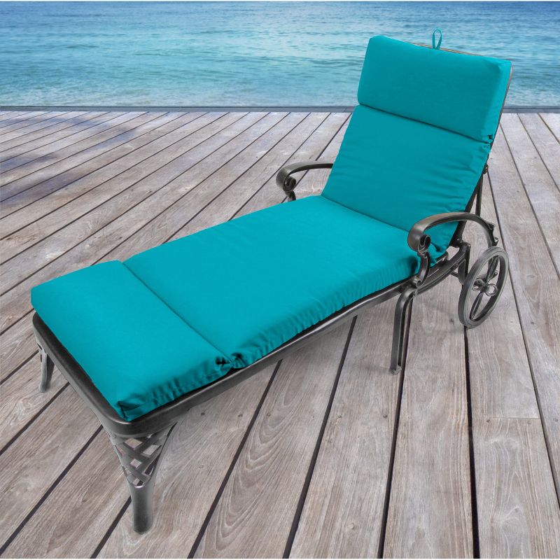 French Edge Outdoor Cushion - Davinci Turquoise - Jordan Manufacturing UV & Water-Resistant Patio Chaise Lounge Pad, 3 of 5