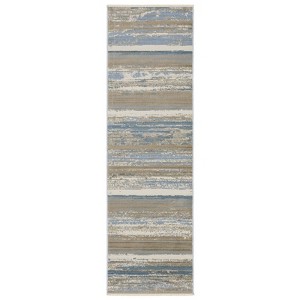 Captiv8e Designs Barcelona Faded Lines Blue/Beige Rug - 1 of 4