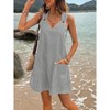 Women's Casual Striped Sleeveless Dress V - Neck with Grommet Details and Pockets - 3 of 4