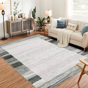 8x10 Gray Modern Farmhouse Area Rug, Low Pile Stain Resistant, Machine Washable Soft Rug for Living Room, Bedroom, Kitchen & Dining Room - 1 of 4