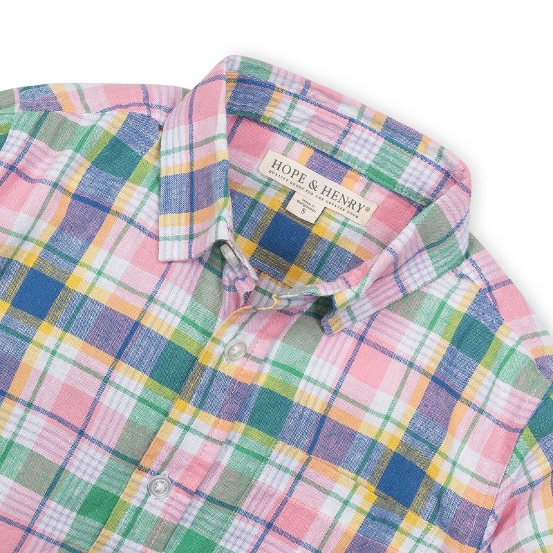 Hope & Henry Boys' Long Sleeve Linen Button Down Shirt, Infant, 2 of 5