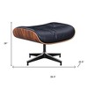 HomeRoots 28" Black and Rosewood Tufted Genuine Leather Lounge Chair With Ottoman - 3 of 4