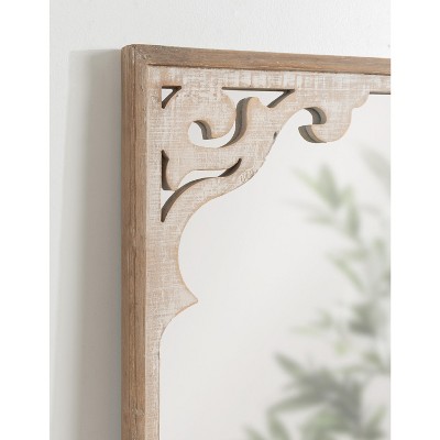 Shovali Rustic Brown 22x34 Ornate Wood-Carved Wall Mirror