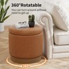 Bekrvio Swivel Storage Ottoman,Acacia Wood Wood Frame, Leather Upholstered Round Footstool, Hidden Storage Pouf for Living Room - 3 of 4
