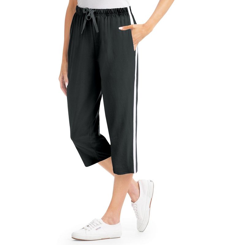 Collections Etc Side Stripe Knit Capris, 3 of 5