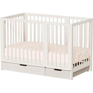 JOYMOR 8 in 1 Convertible Crib with Drawer, Include 2” Mattress, Converts to Bassinet, Mid Crib, Full Size Crib, Daybed,Toddler Bed and Playard - 1 of 4