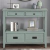 CAVINAS 36 inch Rectangle Farmhouse Console Table,Retro Entryway Table with 4 Drawers and Storage Shelf for Living Room,Hallway - 2 of 4