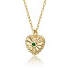 Guili 14K Gold-Plated Heart Pendant Necklace with Cubic Zirconia in Red, Green, Clear, or Blue for a Touch of Elegant Sparkle - 2 of 2