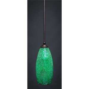 Toltec Lighting Zilo 1 - Light Pendant in  Dark Granite with 5.5" Green Fusion Shade - 1 of 1