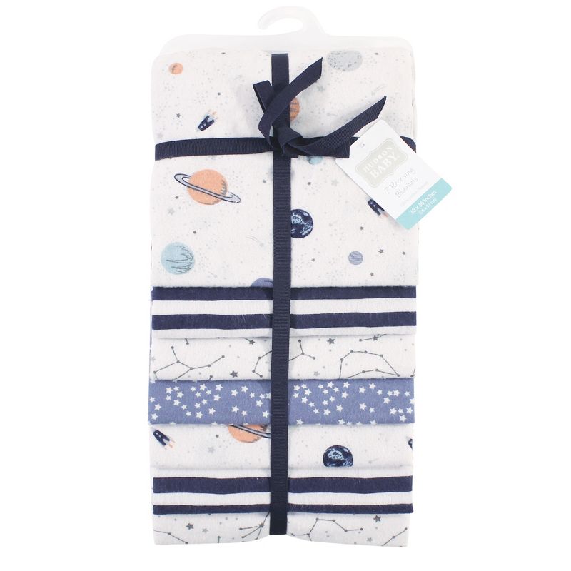 Hudson Baby Infant Boy Cotton Flannel Receiving Blankets Bundle, Space, One Size, 2 of 3