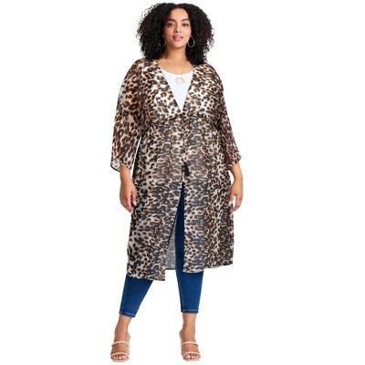 Avenue Women's Plus Size Tie-Front Duster Duster