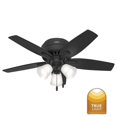 42" Matte Black Low Profile Ceiling Fan with LED Light