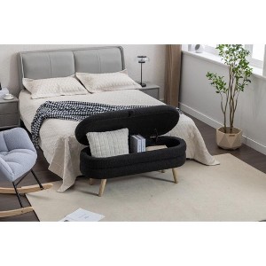 CAVINAS Oval Velvet Storage Ottoman Bench for Bedroom,44.88" Storage Bench with Wood Legs,Ottoman for Living Room,Bedroom,Entryway - 1 of 4
