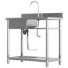 JUJABU Outdoor Utility Free Standing Stainless Steel Sink with Cold and Hot Water Pipe and Storage Shelf, 39 Inch - 2 of 4