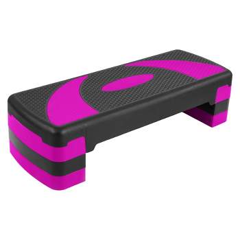 BalanceFrom Fitness Lightweight Portable Adjustable Height Workout Aerobic Stepper Step Platform Trainer with Raisers, Black/Pink