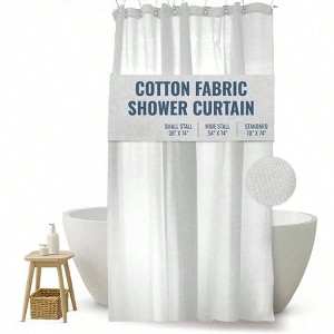 Cotton Shower Curtain Liner, 70x74 Inch, Lightweight, Washable, Odor - Free, Non - Toxic, Stylish Bathroom Drape. - 1 of 4