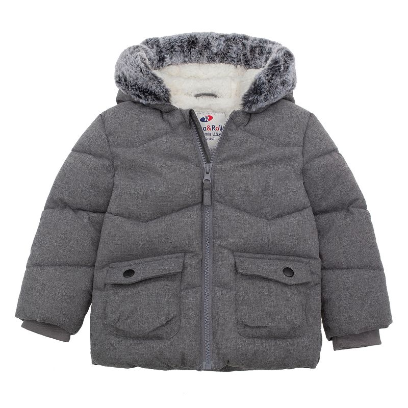 Rokka&Rolla Infant Toddler Boys' Puffer Coat Baby Hooded Winter Jacket, 1 of 12