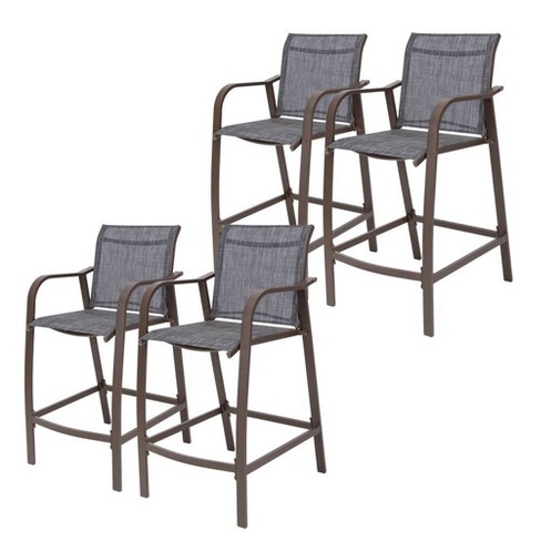 4pc Outdoor Counter Height Bar Stools Black Gray Crestlive Products