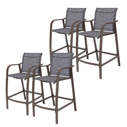 4pc Outdoor Counter Height Bar Stools, Outdoor Counter Height Chairs With Arms