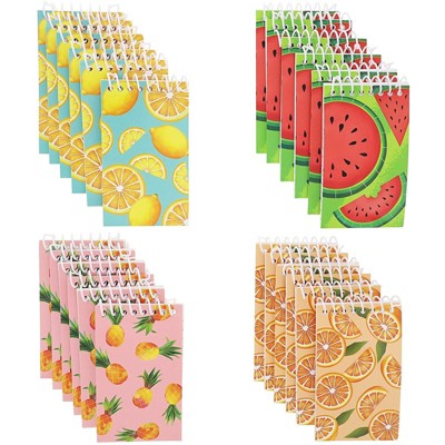 Juvale 24 Pack Mini Spiral Notebooks, Citrus Lined To Do List Notepad Memo Pads for Summer Party Favors, 20 Sheets, 3 x 5 in
