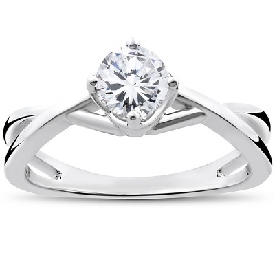 Pompeii3 1/2 Ct Round Solitaire Diamond Vintage Engagement Ring 14K White Gold