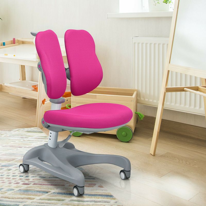 Costway Kids Study Desk Chair Adjustable Height Depth w/Sit-Brake Casters, 2 of 11