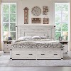 SinCiDo Queen Size Farmhouse Bed Frame, 54" Tall Geometric Headboard & 2 Storage Drawers ,Solid Wood Platform w/Reinforced Slats - 4 of 4