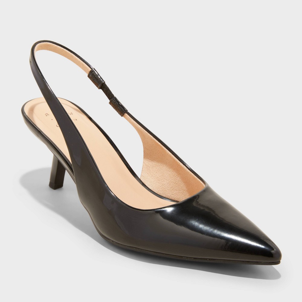 Women's Aubrey Slingback Heels with Memory Foam Insole - A New Day™ Black 9