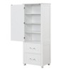 Cesicia Tall Bathroom Storage Cabinet with Two Drawers and Adjustable Shelf, MDF Board with Painted Finish, White - 2 of 4