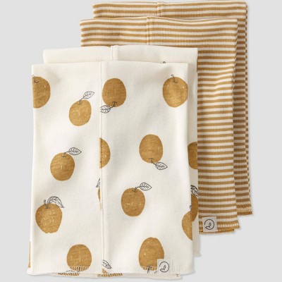 Baby 4pk Organic Cotton Apple Burp Cloth Set - little planet by carter's White/Tan