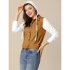 INSPIRE CHIC Women's Regular Fit Layered Drawstring Hood Denim Jacket with Pockets - 3 of 4