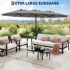 15FT Extra Large Rectangular Patio Umbrella with Base - Double-Sided Outdoor Market Umbrella with Crank Handle for Pool, Garden,Backyard - 2 of 4