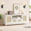 Garvee TV Stand for 65+ Inch TV, Rattan Entertainment Center TV Media Console Table for Living Room, White - 3 of 4