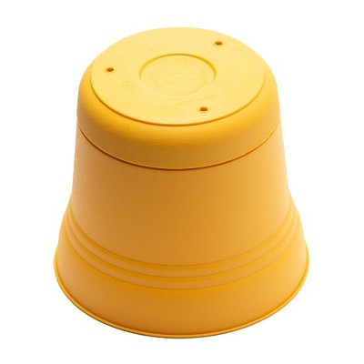 Earthy Yellow 12" Saturn Polyresin Planter with Saucer