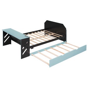 Bellemave Full Size Wood Daybed with Twin Size Trundle,Desk and USB,Cloud Blue - 1 of 4