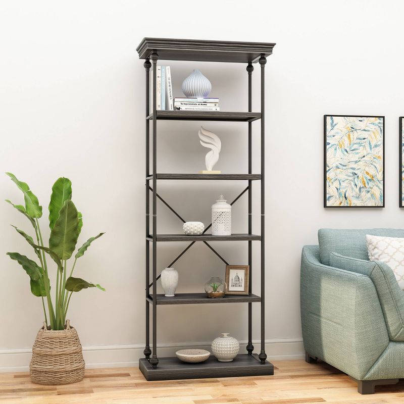 84.75&#34; Abramo Industrial 5 Shelf Bookcase Gray - Christopher Knight Home, 3 of 7