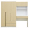 Whisen 3-Door Wooden Storage Desk Wardrobe with Built-in Desk, Shelves and 3 Drawers for Bedroom - 3 of 4