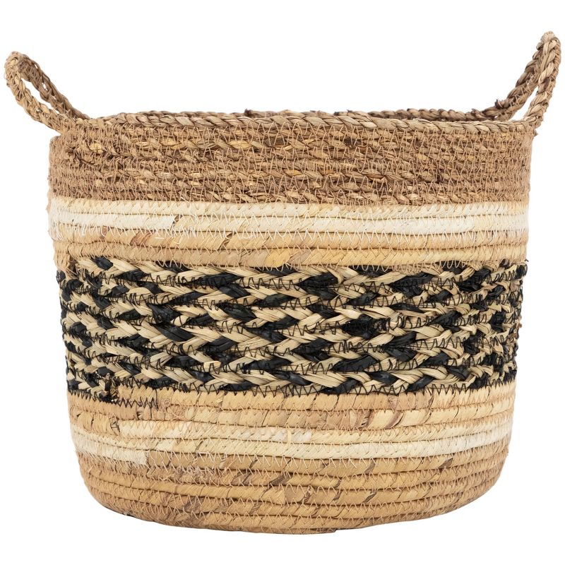 Northlight Seagrass Weave Round Storage Baskets with Handles - 15" - Set of 3, 4 of 7
