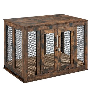 unipaws Wooden Dog Crate with Cushion & Tray - 1 of 4