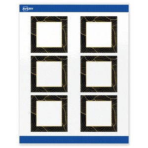 Avery Square Labels, Black with Gold Pattern, 3" x 3" - 1 of 4
