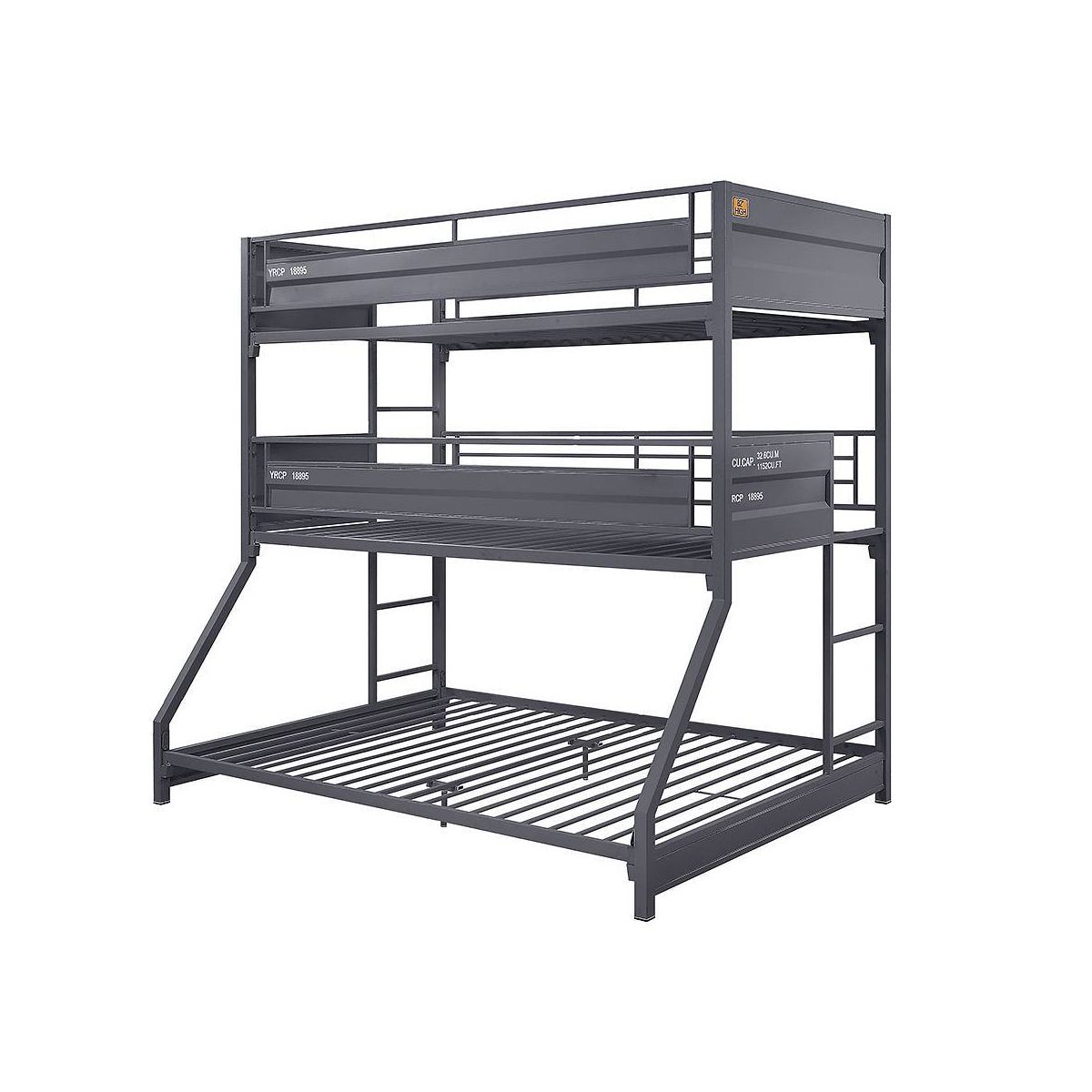 78" Twin/Twin/Full Triple BunkBed Cargo Loft, Metal Frame & Ladders - Acme Furniture