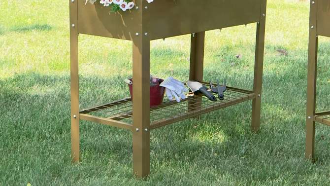 Sunnydaze Hot Dip Galvanized Steel Raised Garden Bed with Mesh Shelf - Set of 2, 2 of 16, play video