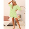 cheibear Women's Knit Loose Fit T-Shirt with Biker Shorts Lounge Sleepwear Pajama Sets - 2 of 4