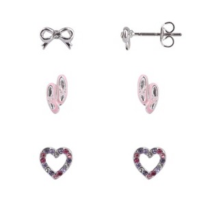 FAO Schwarz Silver Tone Ballet Slipper Trio Earring Set - 1 of 2