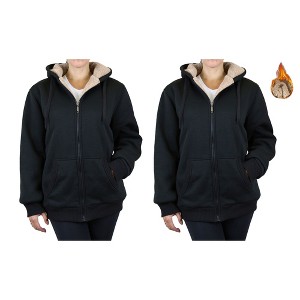 Rudoplh  Women's Loose Fit Heavyweight Hoodie With Faux Shearling Lining-2 Pack - 1 of 2