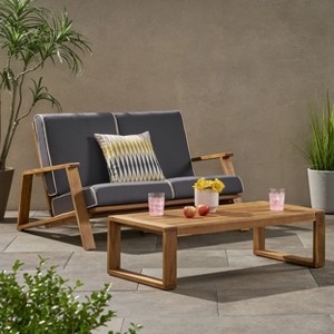 NicBex Outdoor Dining Table Set Wooden Coffee Table & Loveseat with Cushion,Patio Furniture Set for Garden, Backyard, Porch - 1 of 4