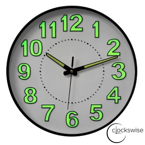 Clockswise Glow-in-the-Dark Decorative Wall Clock, Non-Ticking Battery Powered - Ideal for Living Room, Kitchen - 1 of 4