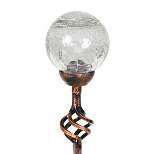 31" Solar Resin/Glass Crackle Ball Finial Garden Stake Bronze - Exhart