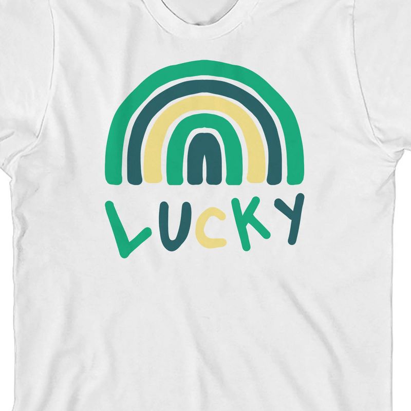 St. Patrick's Day Lucky Rainbow Crew Neck Short Sleeve White Youth T-shirt, 2 of 4
