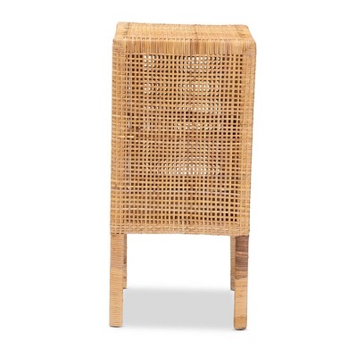 Natural Mahogany and Rattan Bohemian Night Table